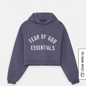 Fear of God Essentials Cropped Hoodie in Navy